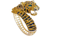 Gold Tone Brown Tiger Rhinestone Bracelet & Bangle - sparklingselections