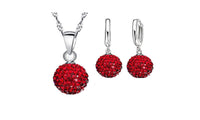 New Austrian Crystal Pave Disco Ball Jewelry Set Women Geometric Copper CZ Wedding Necklace Earrings Jewelry Set - sparklingselections