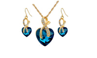 Crystal Heart Necklace Earrings Jewellery Set - sparklingselections