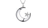 Fashion Moon Star Religion Silver Plated Stone Crystal Pendant Necklace