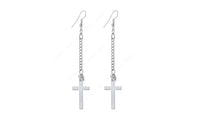 Designing Long Cross Dangle Silver Women Earrings - sparklingselections