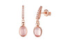Oval Natrual Gemstone Rose Drop Dangle Earrings