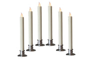 Flameless Battery Powered Ivory Wax Taper Candles - sparklingselections