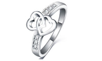 Silver Color Double Heart Love Promise Rings For Women - sparklingselections