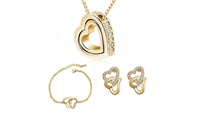 Heart Necklace Earrings Bracelet Fashion Jewelry Sets - sparklingselections