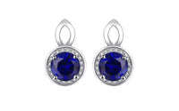 Women Blue Sapphire Halo Charm Earrings - sparklingselections