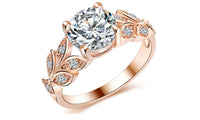 Leaf Engagement Gold Color Ring For Women - sparklingselections