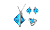 New Stylish Bridal Silver Blue Zircon Artificial Jewelry Set Fashion Necklace Earrings Jewelry - sparklingselections