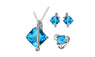 New Stylish Bridal Silver Blue Zircon Artificial Jewelry Set Fashion Necklace Earrings Jewelry