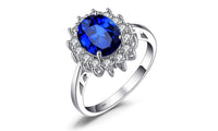 Blue Sapphire Silver Engagement Rings For Women - sparklingselections