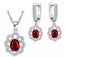 Silver Red Austrian Crystal Jewelry Sets