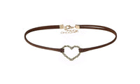 Coffee Colors Velvet Choker Heart Necklace - sparklingselections