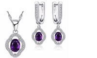 Silver Amethyst Engagement Jewellery Set - sparklingselections