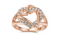 Cubic Zirconia Heart Shape Rose Gold Color Women Wedding Rings