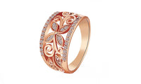 Rose Gold Flower Cubic Zirconia Rings For Women - sparklingselections