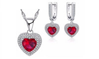 Silver Heart Ruby Statements  Jewelry Sets - sparklingselections