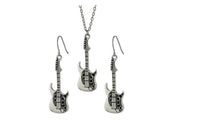 Silver Tone Charm Guitar Women Jewelry Set - sparklingselections