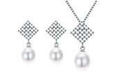 Freshwater Pearl Jewelry Sets Women's Casual Wedding Engagement 925 Sterling Necklace Earrings Set For Bridal - sparklingselections