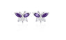 Silver Butterfly Purple Stud Earrings For Women