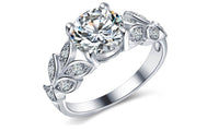 Crystal Flower Wedding Rings For Women - sparklingselections