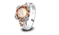 Classic Round Cut Champagne Silver Color Ring - sparklingselections