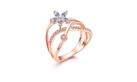 Rose Gold and Silver Color Flower Finger Ring - sparklingselections