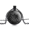 Glass Cabochon Vintage Black Pendant Necklace