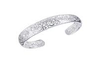 Silver Plated Bezel Hollow Cuff Bangle - sparklingselections