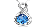 Beautiful Blue Crystal Sterling Silver Pendant - sparklingselections