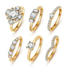 6pcs Set Crystal Gold Women's Engagement Ring