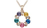 Multi Rainbow Circle Floating Charm Pendant Necklace