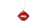Fashion Red Flaming Lips Pendant Long Necklace