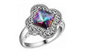 Fashion Silver Plated Purple Crystal Flower Shape Ring (6,7,8)