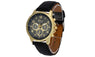 Faux Leather Black Auto Date Quartz Wrist Watch