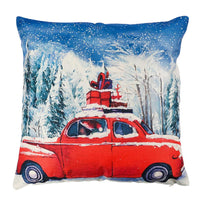 Christmas Pillow Cover Christmas Tree and Red Car for Home Decoration - sparklingselections