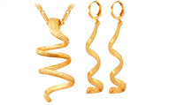 Fashion Long Helix Spiral Pendant Necklace And Drop Earrings Set