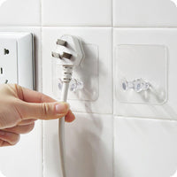 Home 2pc Cable Holder Power Plug Socket Bag Hook Hanger Wall Sticker - sparklingselections