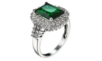 Green Zircon Silver Plated Ring Fashion Ring (6,7)