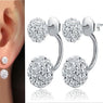 Tibetan Double Side Crystal Stud Earrings For Women Gold White Stone Fashion Wedding Engagement Earrings Jewelry