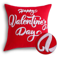 Happy Valentine’s Day Decorations Throw Pillow Case Cushion Cover 18x18 Inch Chain Embroidery Letters Pattern Gifts for Valentine’s Day - sparklingselections