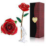 Rose 24k Red Gold Plated Rose - Everlasting Long Stem Real Rose Exquisite Holder, Romantic Gift for Valentine's Day