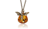 Copper Crystal Lovely Bumble Bee Pendant Necklace