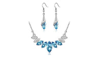 White Gold Color Austrian Crystal Water Drop Shape Jewelry Set