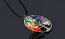 Life Tree Rainbow 7 Chakra Crystals Multicolor Stone Pendant Necklace