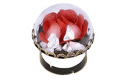 Vintage Glass Dried Rose Flower Ring (Adjustable)