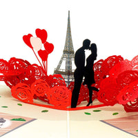 Paris Lovers Pop Up Card Handmade 3D Popup Greeting Cards for Valentines Day, Mothers Day, Wedding, Anniversary, Birthday, Love, All Occasions - sparklingselections