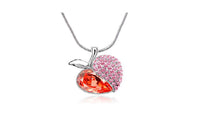 Austria Crystal Peach Heart Sweet Apple Pendant Necklace