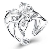 Butterfly Zircon Silver Plated Finger Ring - sparklingselections