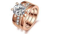 3 Pieces Rose Gold Wedding Rings Set  - sparklingselections