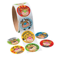 Christmas Reindeer Face Roll Stickers (100 Stickers Roll) - sparklingselections